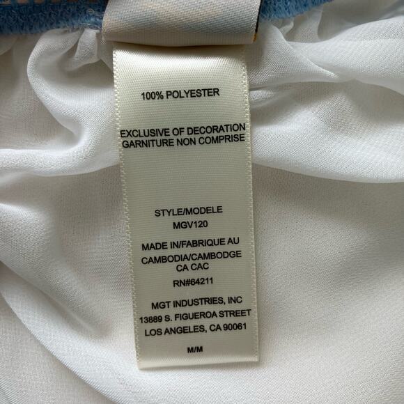 In Bloom by Jonquil Nightgown Chemise Sz M Sheer Blue Floral Boudoir Coquette - Picture 10 of 12